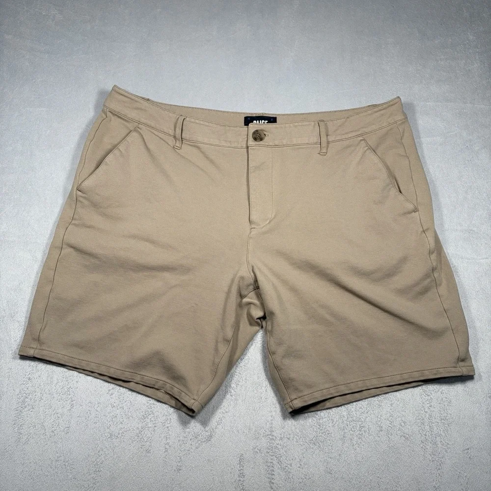 Paige Shorts Men's Size 38 Khaki Chino Stretch Flat Front